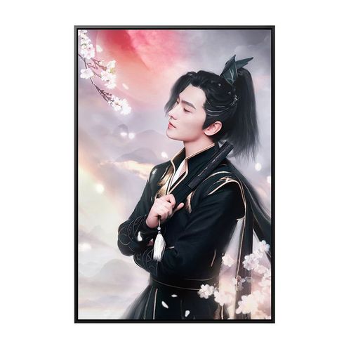 杨洋代言梦幻西游黑金锦衣造型 diy数字油画手绘填色减压装饰挂画