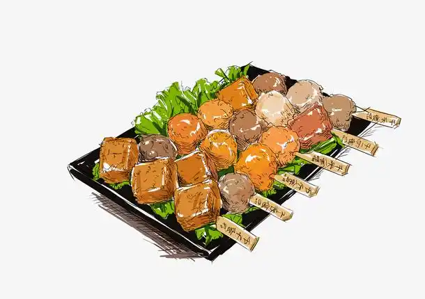 手绘烧烤烤串插画元素