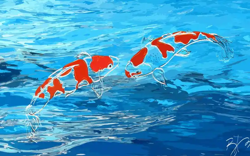 锦鲤寓意着吉祥幸福,艺术壁纸-回车桌面