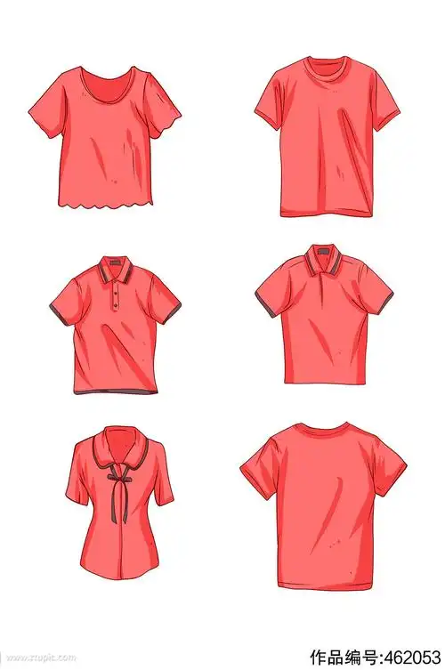 红色卡通t恤衫免扣卡通衣服素材