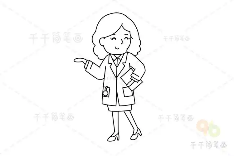 漂亮的女医生简笔画图片