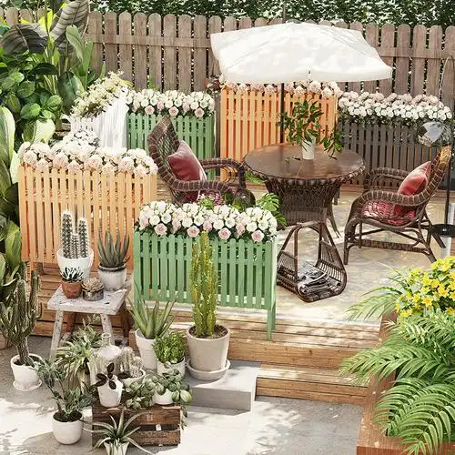 花园防腐木花盆户外花箱组合创意花坛护栏围栏长条绿植木花槽花架