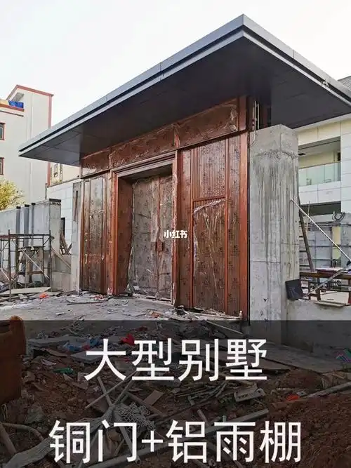 自建房别墅庭院大型钢铝门楼雨棚铜入户门