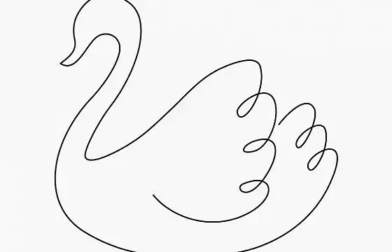 一根线条天鹅手绘插画简笔画156245png图片素材