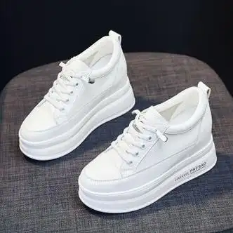 回力厚底单鞋内增高8cm小白鞋女ins潮2023春季小个子松糕休闲板鞋白色