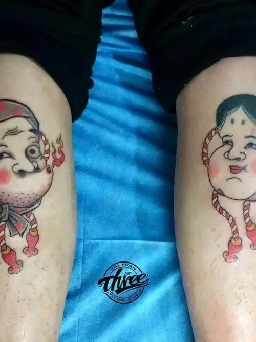 火男与阿多福_纹身图案手稿图片_陈先生的纹身作品集