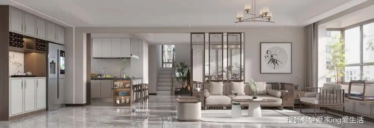 烟台装修 ▏山语城127平新中式风格装修效果图,年轻人同样喜欢的装修