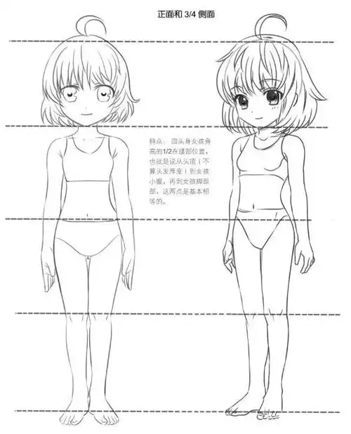 如何画女生身体教你画动漫女生身体比例的画法