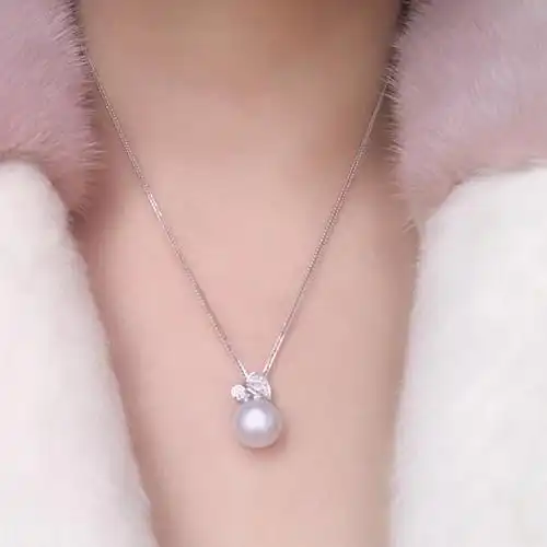 澳白珍珠吊坠 海水珍珠项链18k金镶嵌轻奢名媛锁骨链送女友礼物 11.