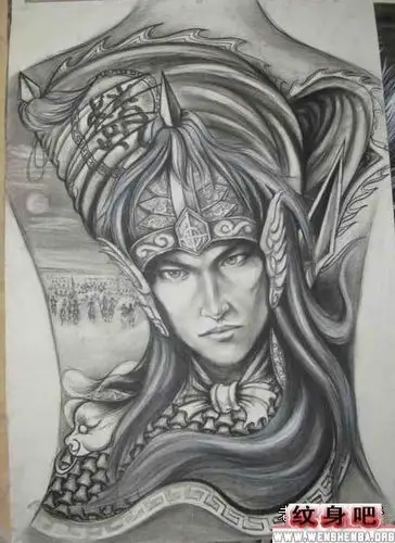 满背赵云赵子龙纹身图案