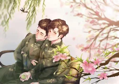 "趁着节目的空档,孟鹤堂找到了正坐在角落的周九良,同色的大褂挨在一