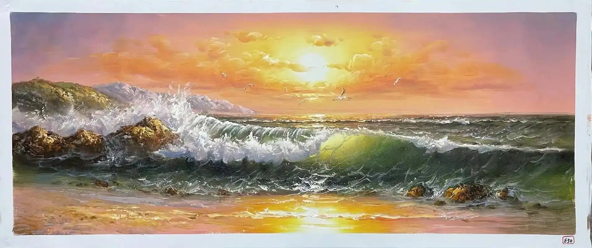 定制各种手绘装饰画 #风景油画#海浪油画 - 抖音