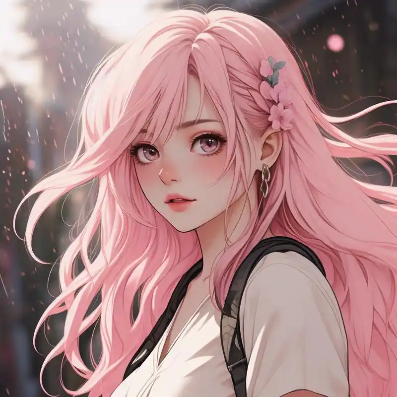 动漫风94粉发女生头像 动漫里的粉色头发女生总是那么梦幻和可爱!