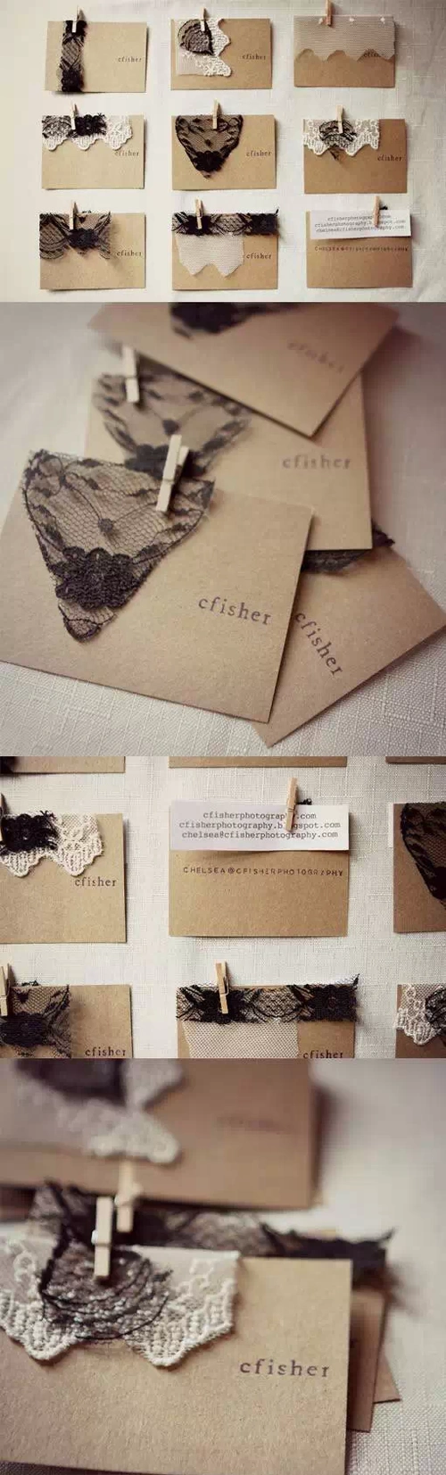 独特的触觉花边diy摄影师名片