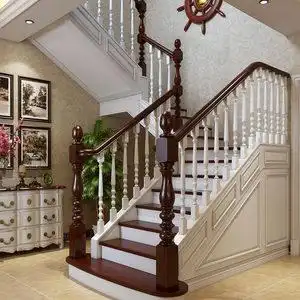 楼梯扶手实木起头柱将军柱落差柱立柱别墅护栏现代楼梯大柱定制