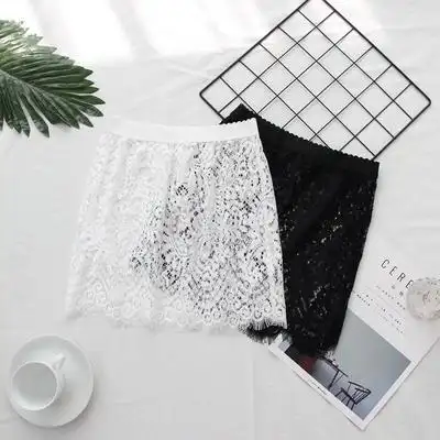 2017秋冬韩版蕾丝裙半身裙透明半裙短裙包臀单层打底裙衬裙罩裙