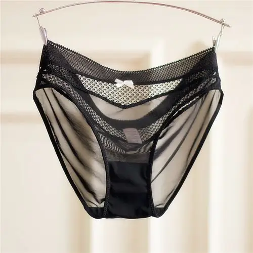 欧美女士内裤低腰三角短裤性感蕾丝网纱透明纯色简约舒适超薄提臀