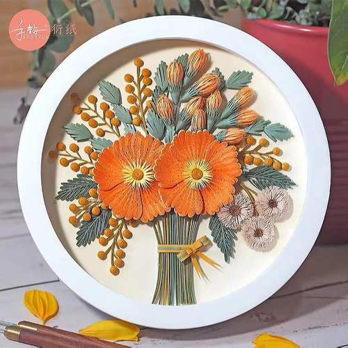 小圆衍纸画花卉系列diy材料包精品进来丹迪纸手工材料包创意礼品