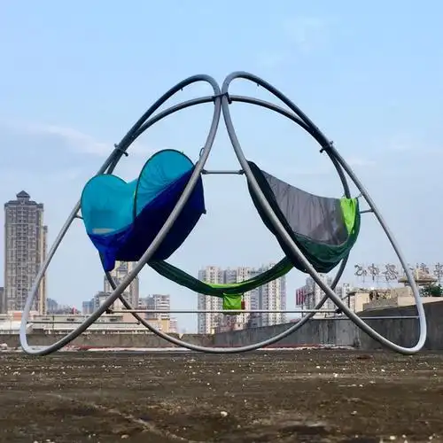 户外吊床支架 三人不锈钢折叠便携 庭院度假酒店景区休闲摇篮秋千