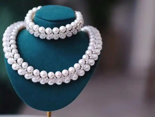 新品分享经典十字花双排珍珠项链