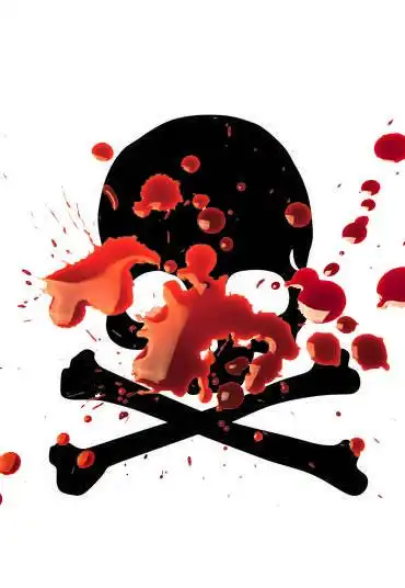 求ps大神帮忙,把那个滴血的图片覆盖在骷髅图片上,形成一个骷髅上有血