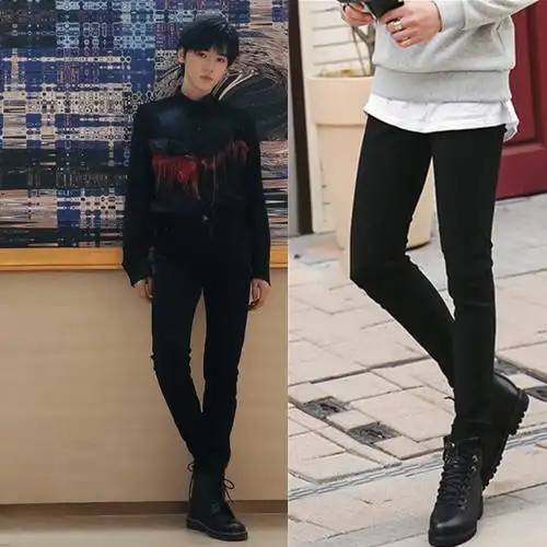 时代少年团宋亚轩同款黑色裤子痞帅四季弹力牛仔裤