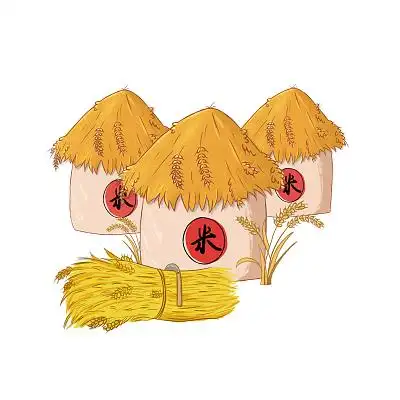 卡通丰收创意图丰收粮食秋收季png素材世界粮食日秋天丰收作物小女孩