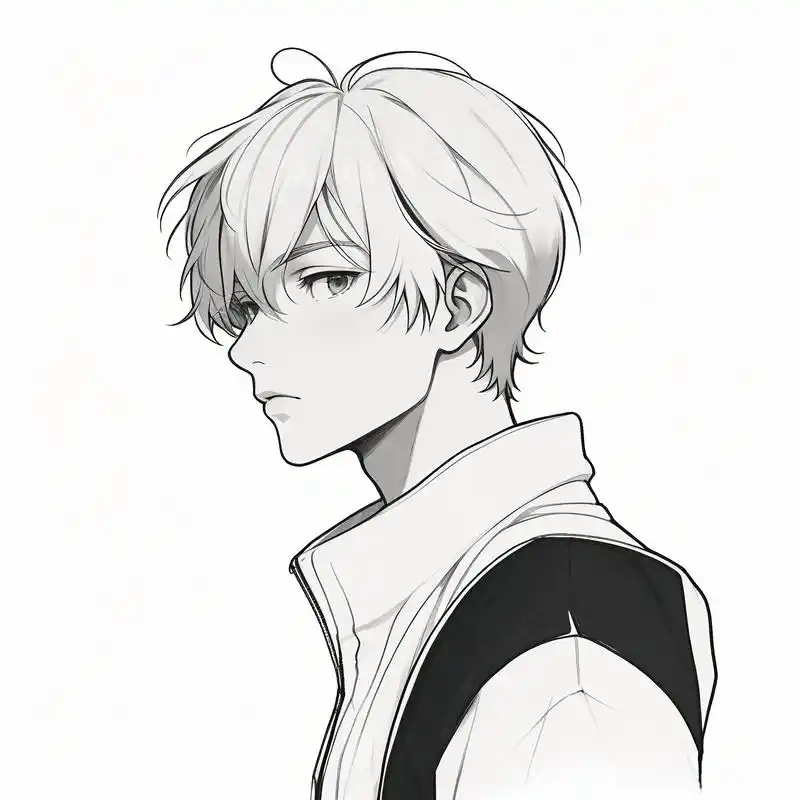 黑白素描男生头像96高冷帅气