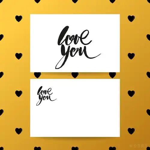 喜爱_心形_文字_毛笔_情人节_贺卡_设计_手写_现代_高清图片_全景视觉