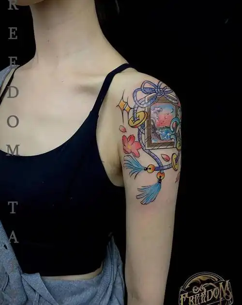 疤痕遮盖纹身图片_手臂new school疤痕遮盖纹身图案