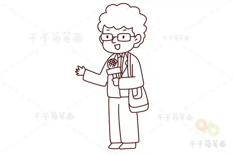 学画记者简笔画