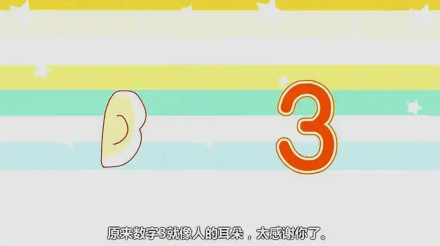 兔小贝数学课堂:数字3,两个半圆组成3,像耳朵!