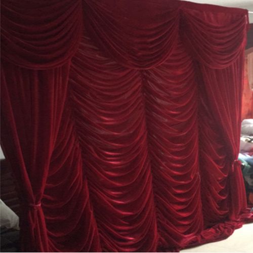 新婚庆 婚礼舞台豪华背景金丝绒大红色会场 布置幕布布幔道具用库