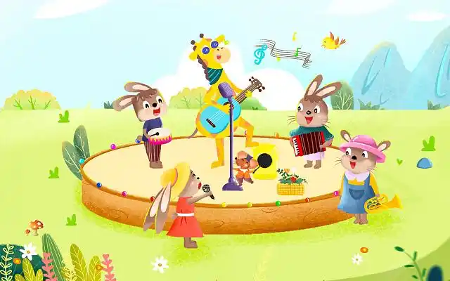 卡通动物森林音乐会儿童插画音乐插画