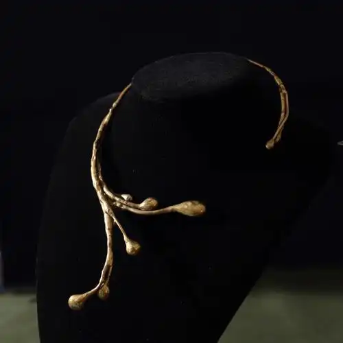 vintage法产无标素金重工艺术项圈