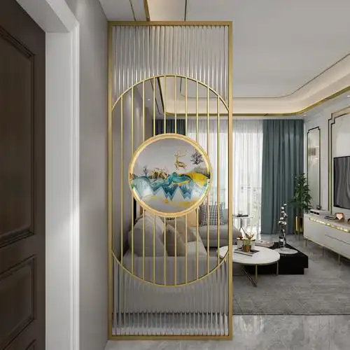 长虹玻璃屏风隔断客厅进门遮挡玄关新中式现代轻奢创意装饰屏风