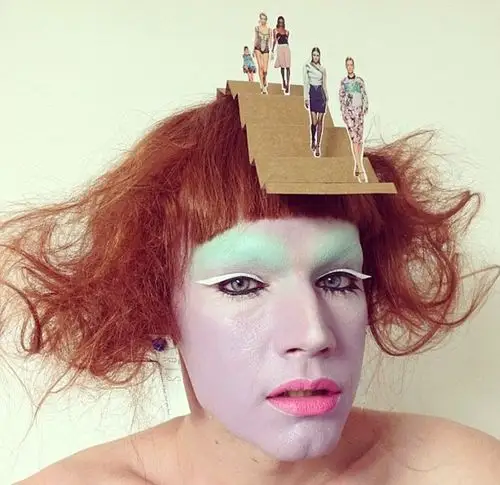 加化妆师男扮女装自拍惊艳怪诞照