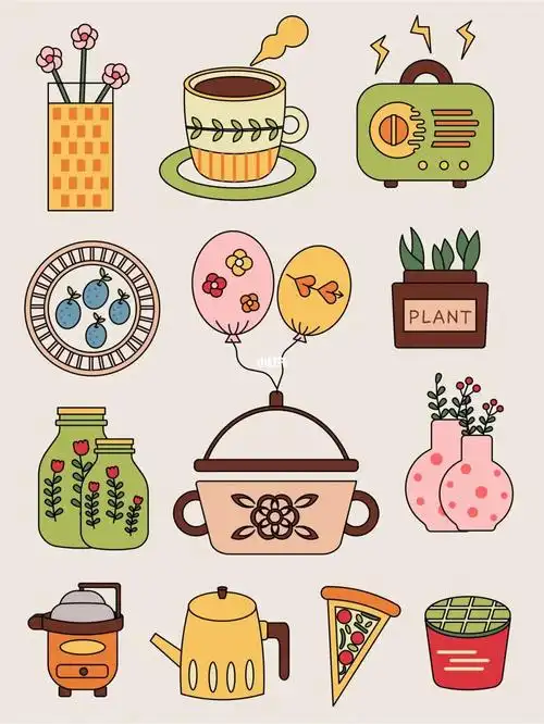 插画日常打卡004|扁平风格小物品绘制