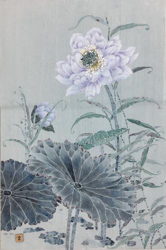 字画国画花鸟四尺三开小品工笔画荷花花鸟画无款手绘真迹挂画