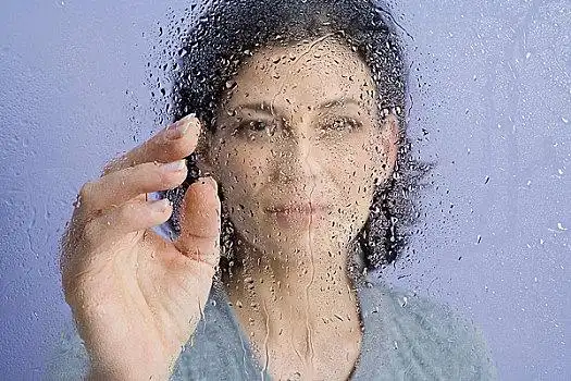 女人,后面,湿,玻璃
