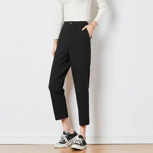 5折价1099元还可叠券唐狮春夏新款女休闲裤后腰松紧修身九分西裤女