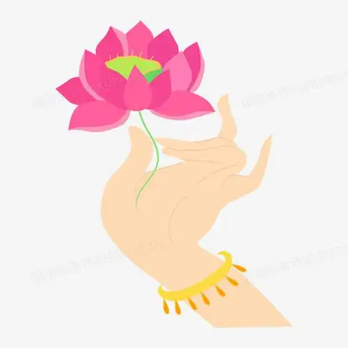 手绘佛教佛手莲花矢量素材
