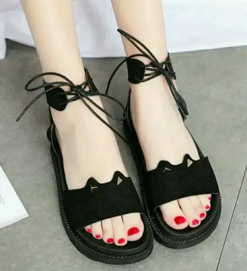 2019夏季新款凉鞋女学生韩版平底一字扣简约百搭女鞋子时尚软底潮包邮