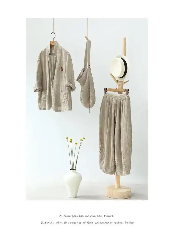 进口高级棉麻套装.秋装新款:原版面料 进口5.6英寸粗粝雨露 - 抖音