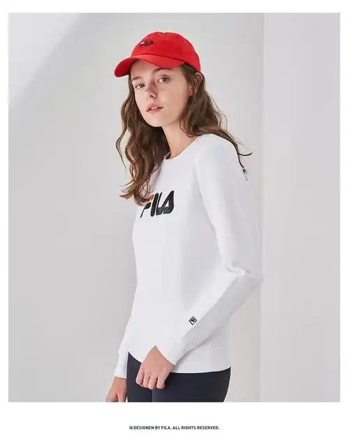 fila斐乐官方女卫衣2019春季新款简约时尚大logo针织套头衫女装