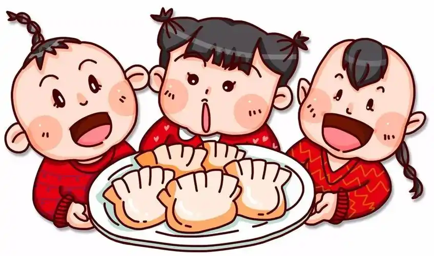 一家人吃饺子简笔画 一家人吃饺子简笔画有颜色