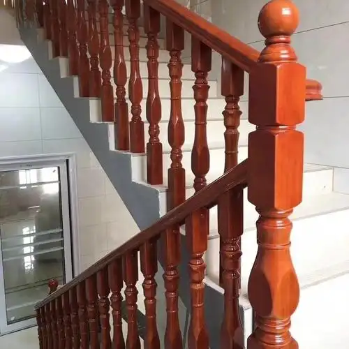 厂家直销实木烤漆楼梯扶手立柱免孔楼梯护栏飘窗别墅护栏自家安装