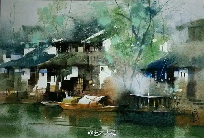 【水彩画】贝戌民水乡风情系列水彩作品欣赏