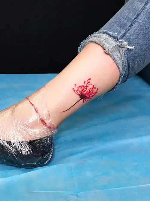 脚踝彼岸花_纹身图案手稿图片_李承龙的纹身作品集