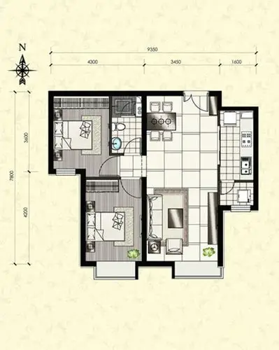 新中式二居室80.1平米6.